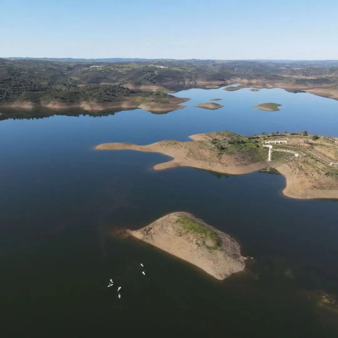 Aerial view of the Odeleite reservoir, the Dragon River