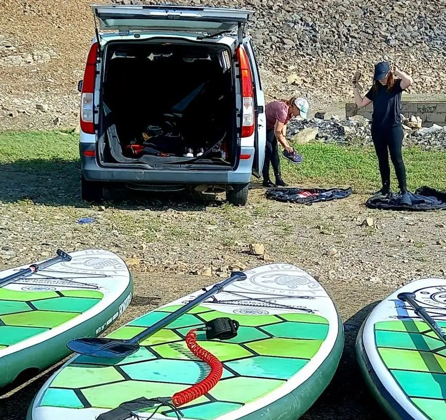 The Eolis van carrying the paddleboards