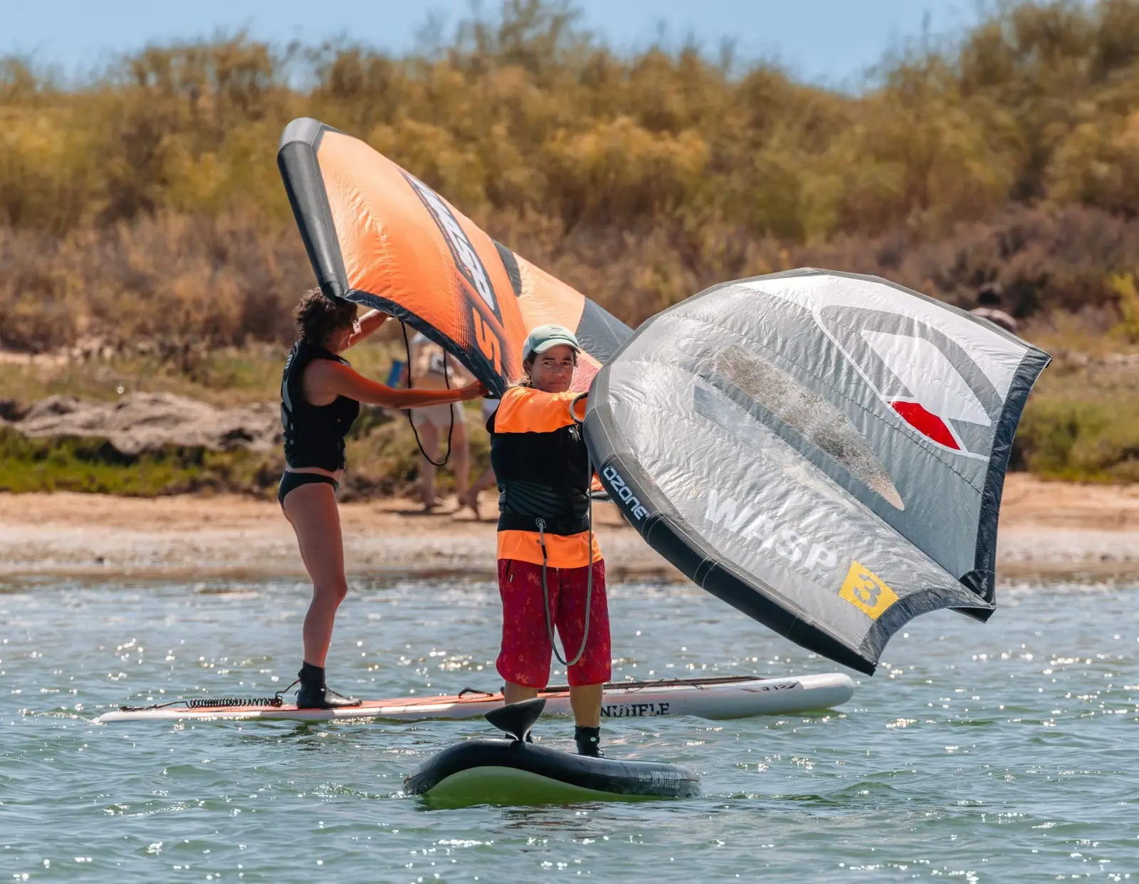 Two WingSUP riders in the Ria Formosa